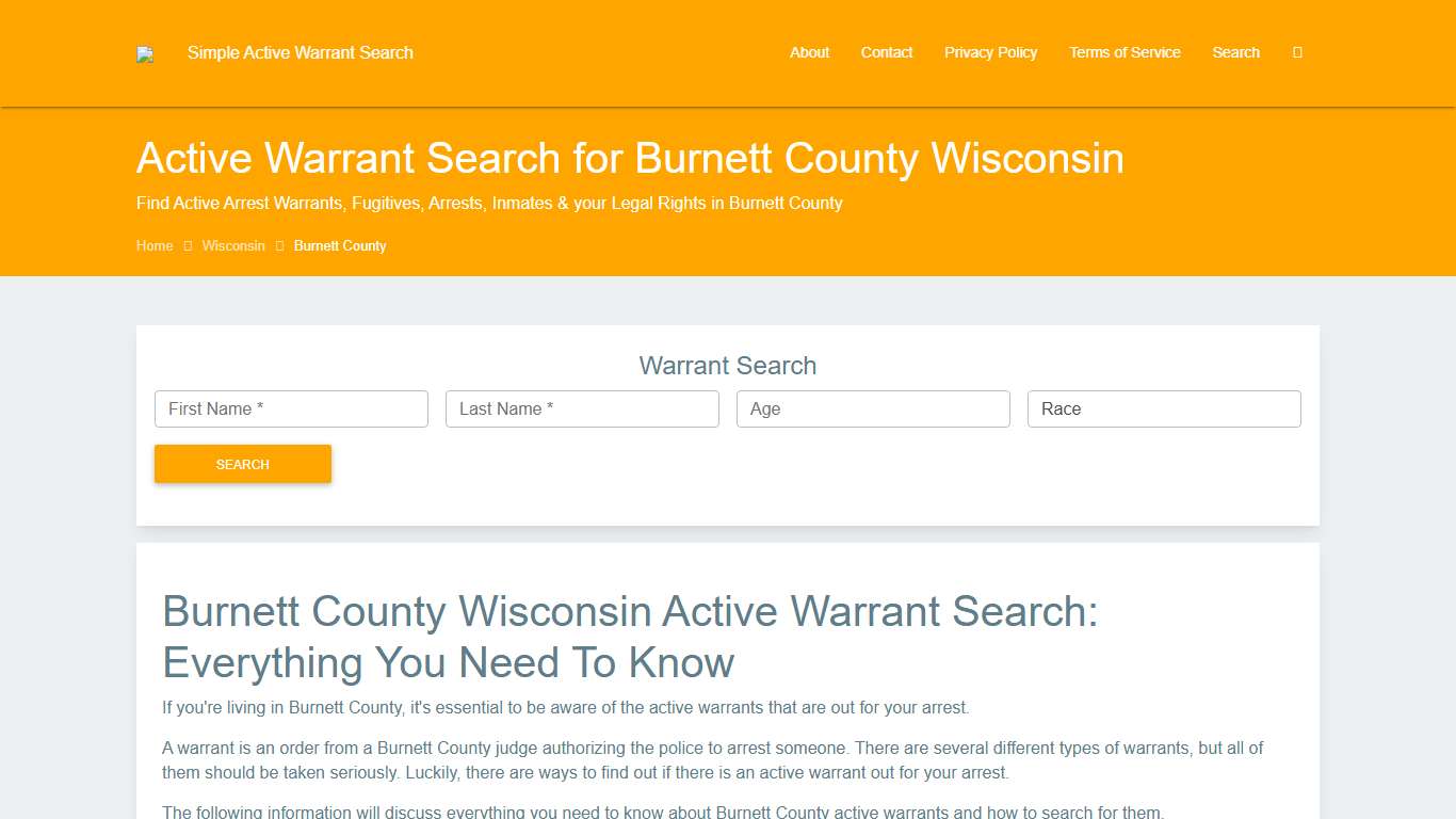 Active Warrant Search in Burnett County Wisconsin - Outstanding Warrants